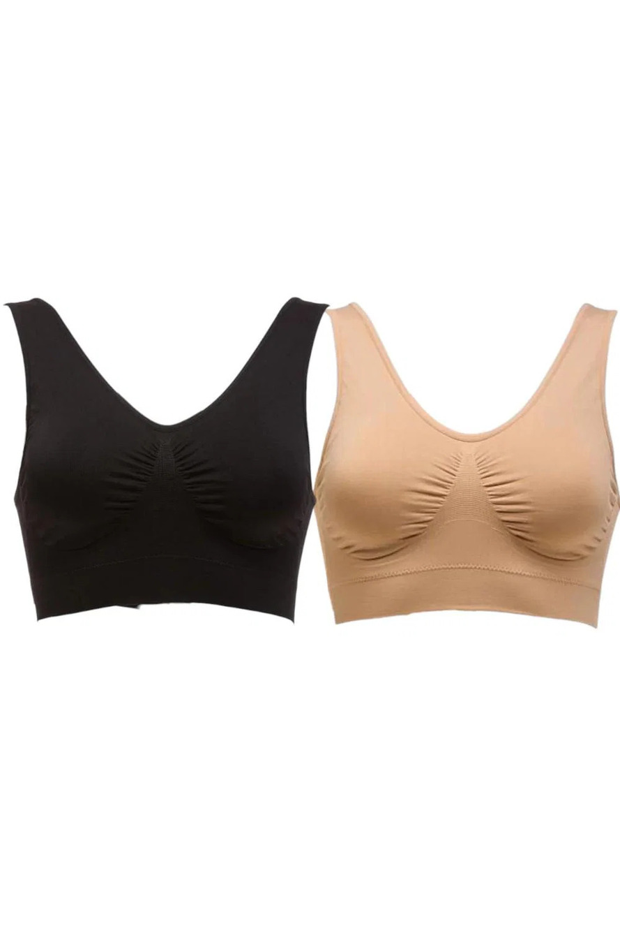 Rhonda Shear Women's 2-pack Set Ahh Generation Bra Beige/Black - Regular